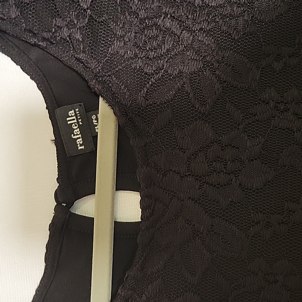 Rafaella Black Lace Peplum Top Petite Large - Picture 3 of 12